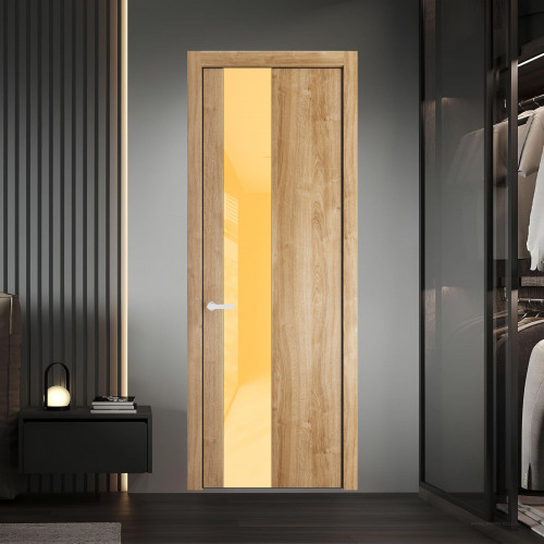 19 NE.O Дуб Карамель вставка Кремовый лак кромка Черный муар ProfilDoors Orange