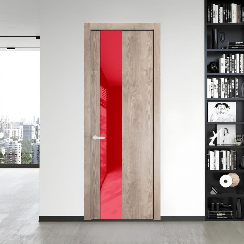 19 NE.O Дуб Сонома вставка Красный лак кромка Черный муар ProfilDoors Orange