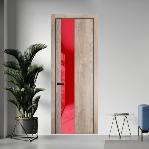 19 NE.O Дуб Сонома вставка Красный лак кромка Черный ProfilDoors Orange