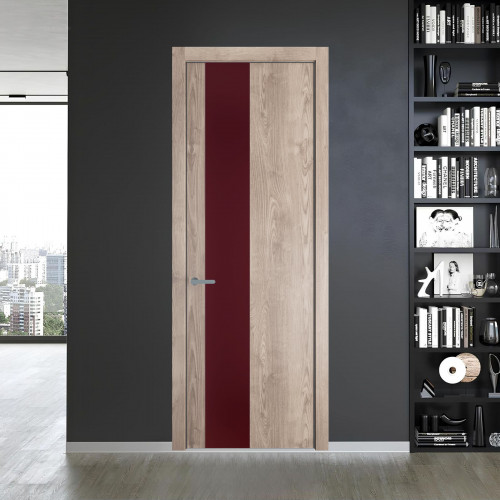19 NE.O Дуб Сонома вставка Монохром бордовый кромка Серебро ProfilDoors Orange