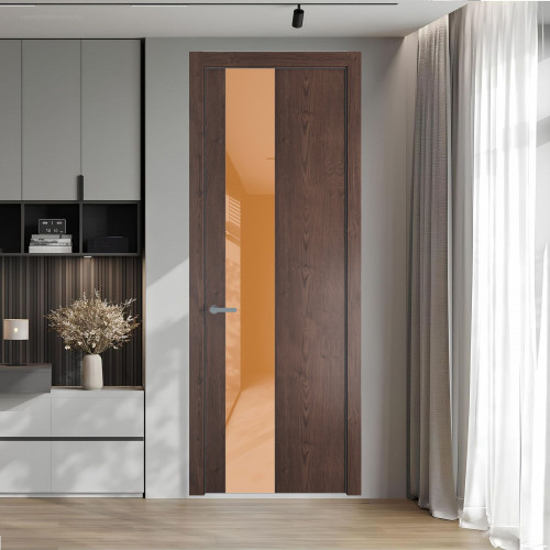 19 NE.O Дуб Тобакко вставка Светло-коричневый лак кромка Серебро ProfilDoors Orange