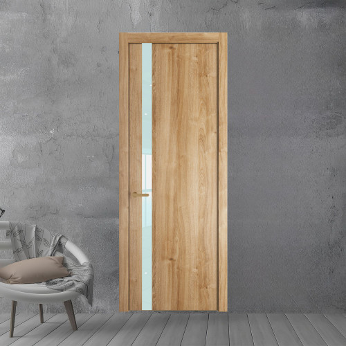 18 NE.O Дуб Карамель вставка Белый лак кромка Золото ProfilDoors Orange