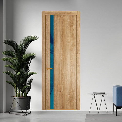 18 NE.O Дуб Карамель вставка Бирюзовый лак кромка Бронза ProfilDoors Orange