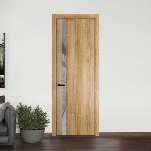 18 NE.O Дуб Карамель вставка Холодный серый лак кромка Черный ProfilDoors Orange