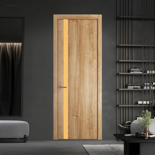 18 NE.O Дуб Карамель вставка Монохром кремовый кромка Медь ProfilDoors Orange