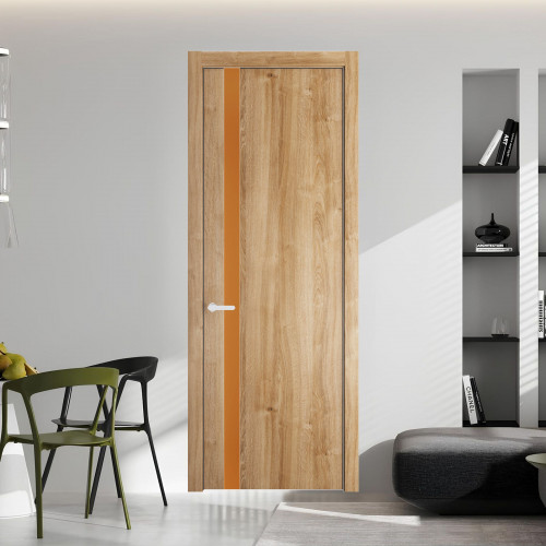 18 NE.O Дуб Карамель вставка Монохром медный кромка Вайт ProfilDoors Orange