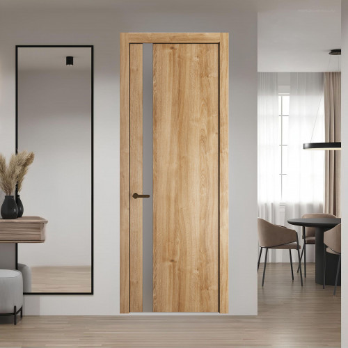 18 NE.O Дуб Карамель вставка Монохром серебро кромка Деорэ ProfilDoors Orange