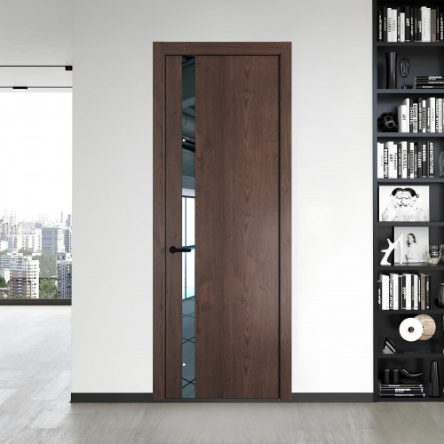 18 NE.O Дуб Тобакко вставка Зеркало кромка Черный ProfilDoors Orange