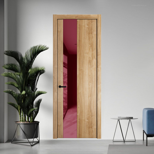 19 NE.O Дуб Карамель вставка Бордовый лак кромка Черный ProfilDoors Orange