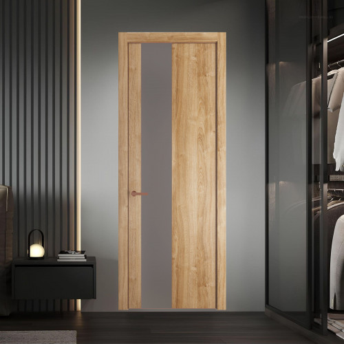 19 NE.O Дуб Карамель вставка Монохром холодный серый кромка Медь ProfilDoors Orange