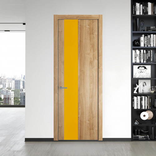 19 NE.O Дуб Карамель вставка Монохром желтый кромка Серебро ProfilDoors Orange
