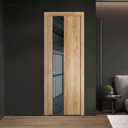 19 NE.O Дуб Карамель вставка Зеркало серое кромка Никель ProfilDoors Orange