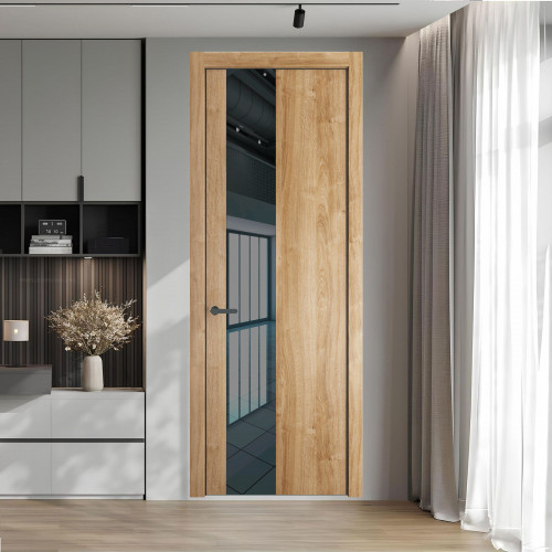19 NE.O Дуб Карамель вставка Зеркало серое кромка Серая ночь ProfilDoors Orange