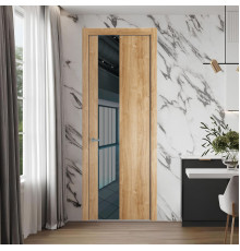 19 NE.O Дуб Карамель вставка Зеркало серое кромка Серебро ProfilDoors Orange