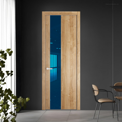 19 NE.O Дуб Карамель вставка Зеркало синее кромка Вайт ProfilDoors Orange