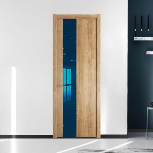 19 NE.O Дуб Карамель вставка Зеркало синее кромка Золото ProfilDoors Orange