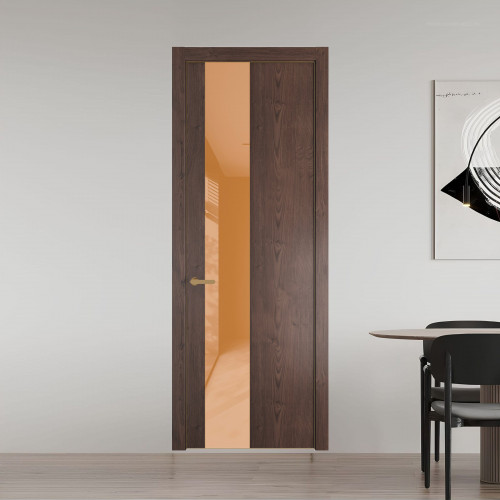 19 NE.O Дуб Тобакко вставка Светло-коричневый лак кромка Золото ProfilDoors Orange