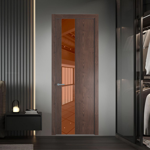 19 NE.O Дуб Тобакко вставка Зеркало бронзовое кромка Серебро ProfilDoors Orange