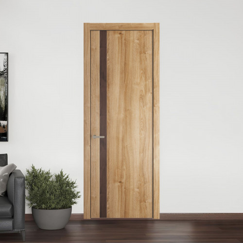 18 NE.O Дуб Карамель вставка Дуб Тобакко кромка Никель ProfilDoors Orange