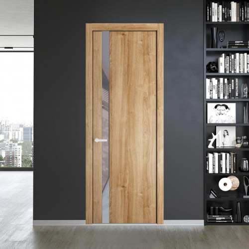 18 NE.O Дуб Карамель вставка Холодный серый лак кромка Черный муар ProfilDoors Orange