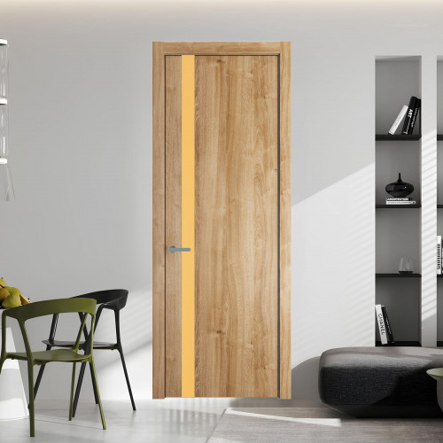 18 NE.O Дуб Карамель вставка Монохром кремовый кромка Серебро ProfilDoors Orange