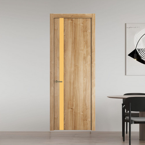 18 NE.O Дуб Карамель вставка Монохром кремовый кромка Шампань ProfilDoors Orange