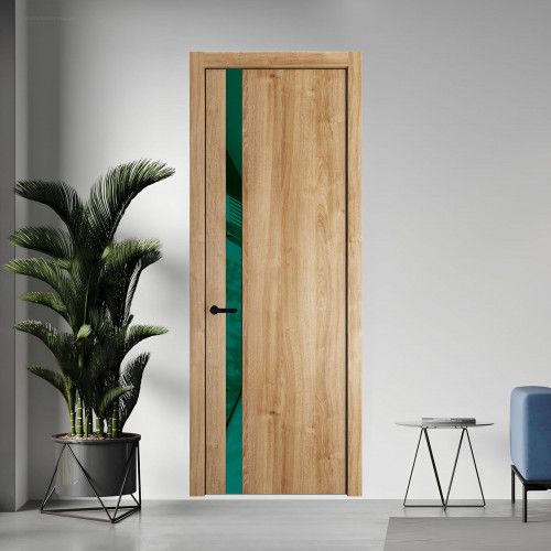 18 NE.O Дуб Карамель вставка Зеленый лес лак кромка Черный ProfilDoors Orange