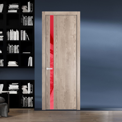 18 NE.O Дуб Сонома вставка Красный лак кромка Вайт ProfilDoors Orange