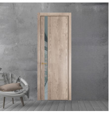 18 NE.O Дуб Сонома вставка Темно-серый лак кромка Золото ProfilDoors Orange