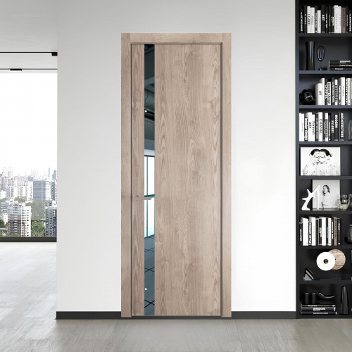 18 NE.O Дуб Сонома вставка Зеркало кромка Никель ProfilDoors Orange
