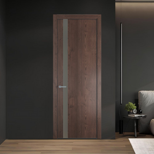 18 NE.O Дуб Тобакко вставка Монохром теплый серый кромка Серебро ProfilDoors Orange