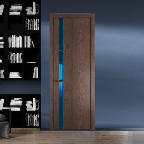 18 NE.O Дуб Тобакко вставка Зеркало синее кромка Деорэ ProfilDoors Orange