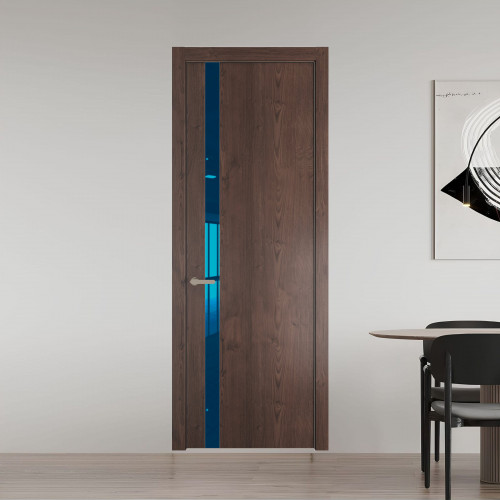 18 NE.O Дуб Тобакко вставка Зеркало синее кромка Никель ProfilDoors Orange