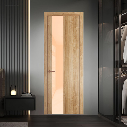 19 NE.O Дуб Карамель вставка Бежевый лак кромка Медь ProfilDoors Orange