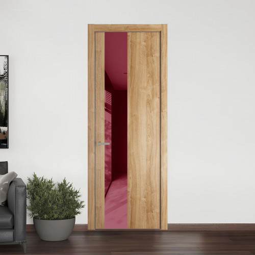 19 NE.O Дуб Карамель вставка Бордовый лак кромка Никель ProfilDoors Orange