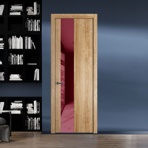 19 NE.O Дуб Карамель вставка Бордовый лак кромка Серая ночь ProfilDoors Orange