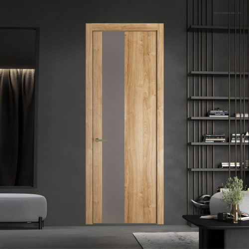19 NE.O Дуб Карамель вставка Монохром холодный серый кромка Шампань ProfilDoors Orange