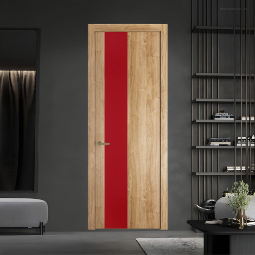 19 NE.O Дуб Карамель вставка Монохром красный кромка Шампань ProfilDoors Orange