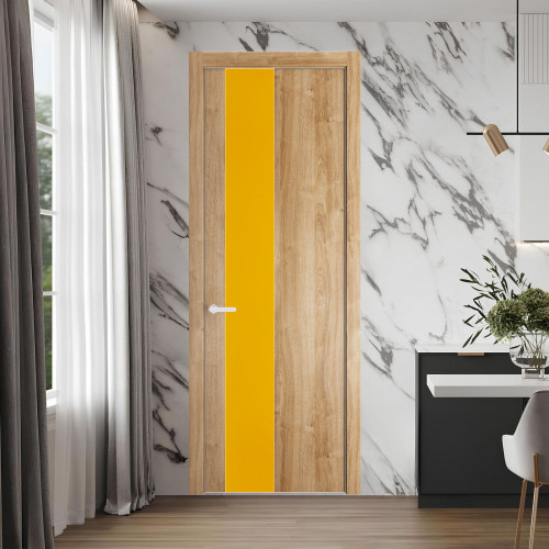 19 NE.O Дуб Карамель вставка Монохром желтый кромка Вайт ProfilDoors Orange