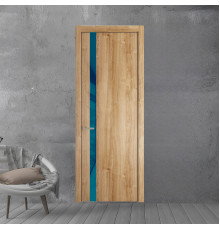 18 NE.O Дуб Карамель вставка Бирюзовый лак кромка Никель ProfilDoors Orange