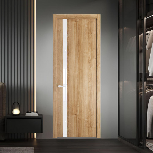 18 NE.O Дуб Карамель вставка Классик лак кромка Вайт ProfilDoors Orange