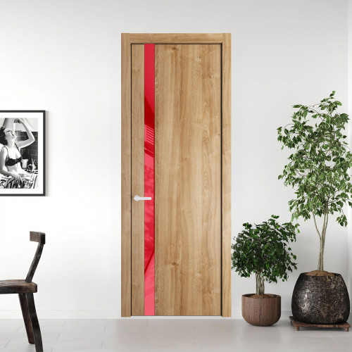 18 NE.O Дуб Карамель вставка Красный лак кромка Черный муар ProfilDoors Orange