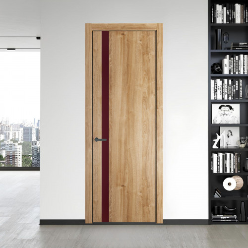 18 NE.O Дуб Карамель вставка Монохром бордовый кромка Серая ночь ProfilDoors Orange