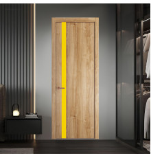 18 NE.O Дуб Карамель вставка Монохром светло-желтый кромка Медь ProfilDoors Orange