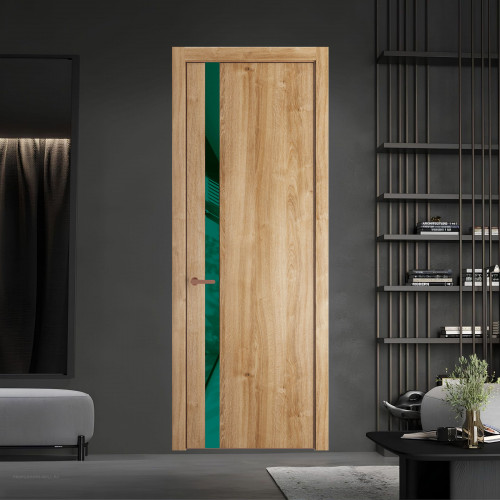 18 NE.O Дуб Карамель вставка Зеленый лес лак кромка Медь ProfilDoors Orange