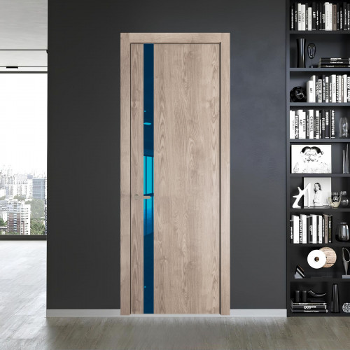 18 NE.O Дуб Сонома вставка Зеркало синее кромка Никель ProfilDoors Orange