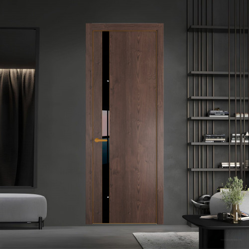 18 NE.O Дуб Тобакко вставка Черный лак кромка Бронза ProfilDoors Orange