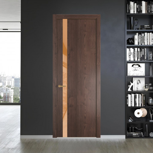 18 NE.O Дуб Тобакко вставка Светло-коричневый лак кромка Золото ProfilDoors Orange