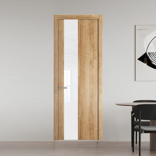 19 NE.O Дуб Карамель вставка Классик лак кромка Никель ProfilDoors Orange