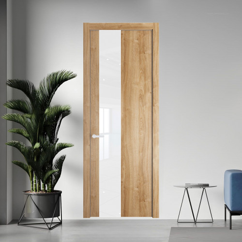 19 NE.O Дуб Карамель вставка Классик лак кромка Вайт ProfilDoors Orange